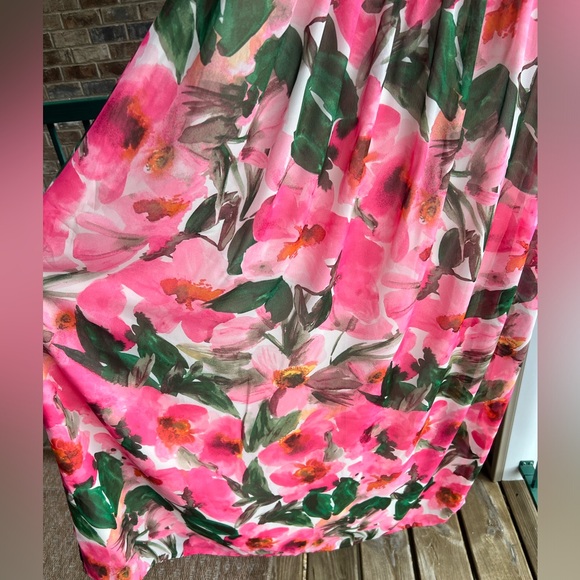 Anne Klein Camellia Multi Floral Sleeveless Halter Gown Maxi Dress Size 14 - Picture 8 of 16